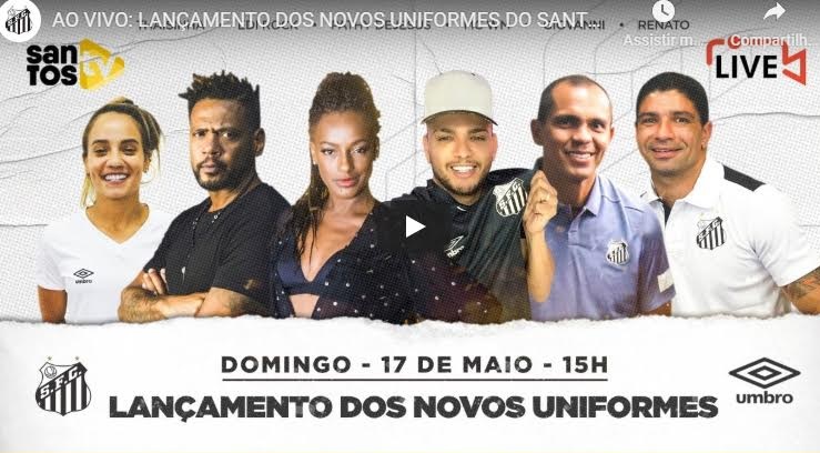 Umbro repete estratégia e apresenta camisas do Santos em live